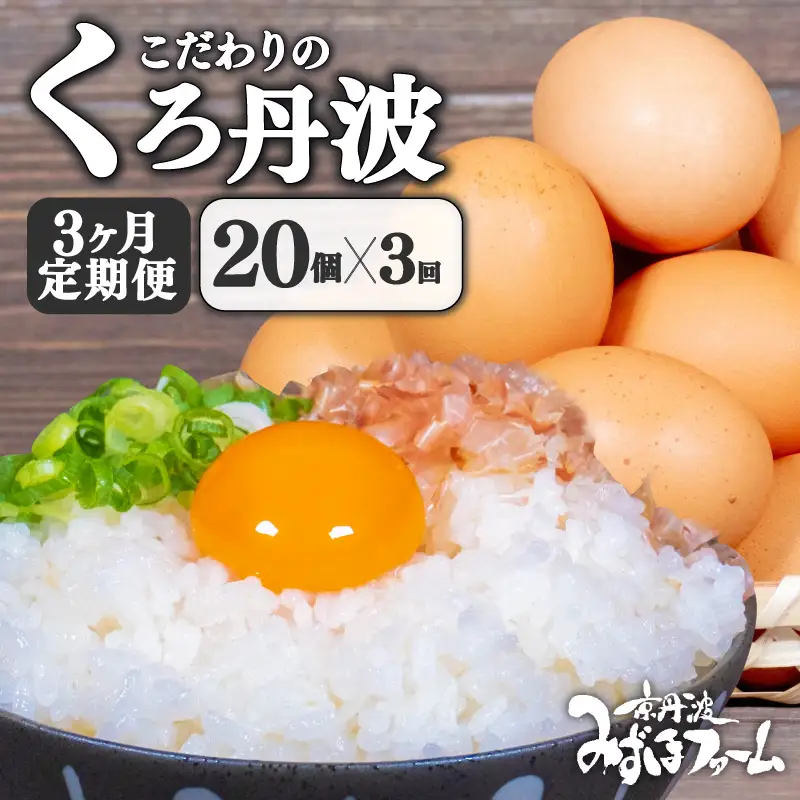 【卵 定期便3か月】 くろ丹波 卵20個