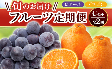 【フルーツ定期便 2回】 《ピオーネからスタート》 Cセット ピオーネ 約1.2kg デコポン 約5kg ぶどう みかん 柑橘 旬 果物 国産 香川県 フルーツ定期便 F5J-781
