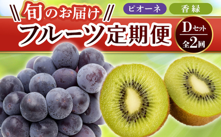 【フルーツ定期便 2回】 《ピオーネからスタート》 Dセット ピオーネ 約1.2kg 香緑 約3kg ぶどう キウイ キウイフルーツ 旬 果物 国産 香川県 フルーツ定期便 F5J-782