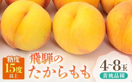 【2026年発送・先行受付】飛騨のたから桃（4-8玉）糖度15度以上 黄桃｜桃 もも おうとう 極上の甘さ 濃厚な甘さ 甘い 贈答 高級 特選 朝採り 飛騨の朝採り桃 朝採れ農家直送 飛騨高山 つむぎ果樹園 GH011