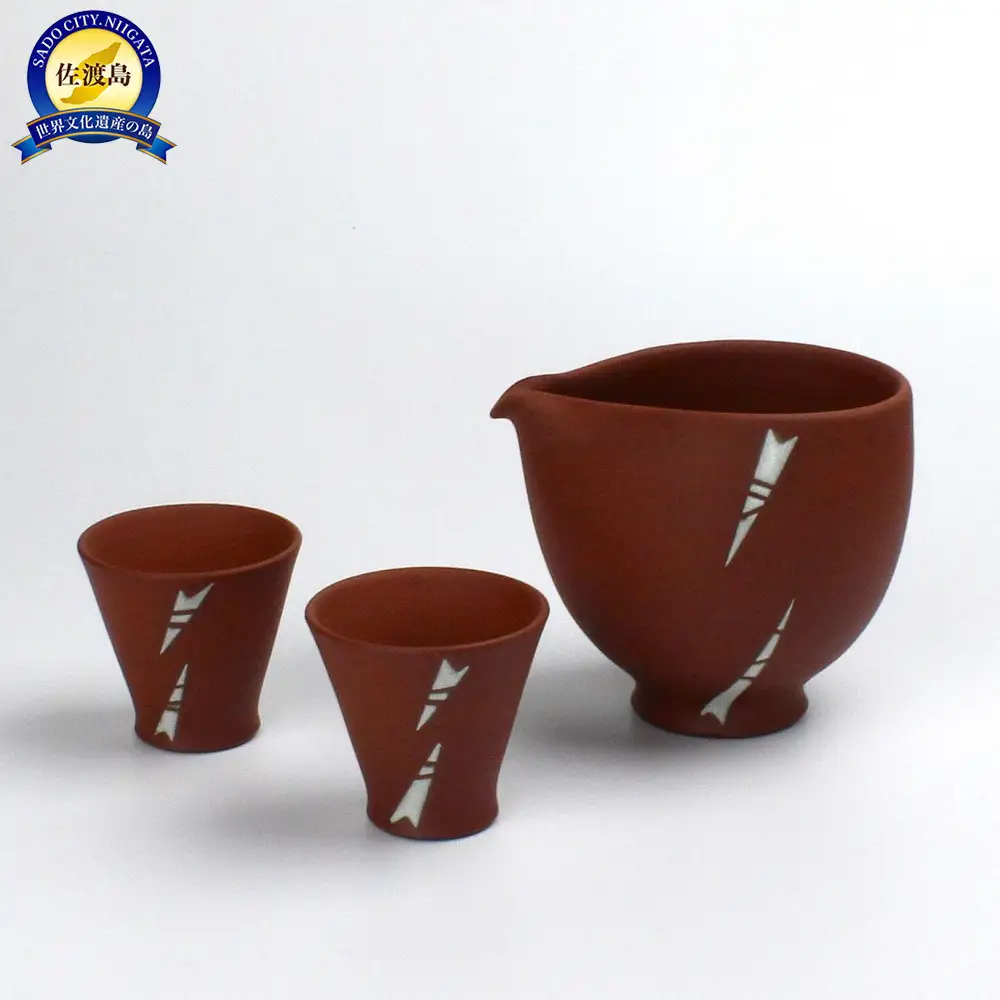 赤水窯　無名異冷酒器セット(赤)