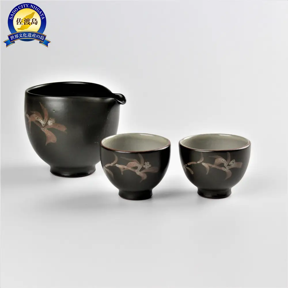赤水窯　無名異冷酒器セット(黒)　