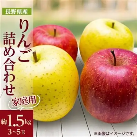 家庭用 りんご サンふじ＆シナノゴールド 詰め合わせ 約1.5kg(3～5玉程度)【1577919】