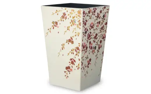 蒔絵調 ダストボックス M角 6.7L 桜ホワイト タツクラフト 【Tk140】【ttcf922-maki-swh-6d7】