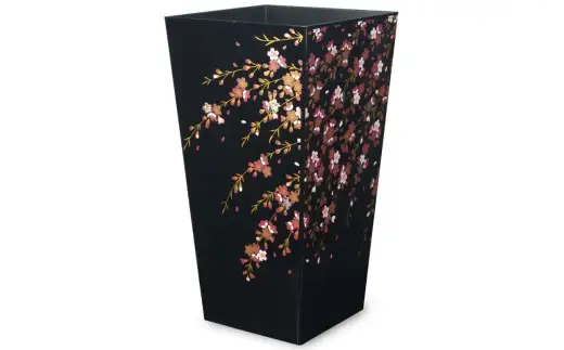 蒔絵調 ダストボックス L角 9.5L 桜ブラック タツクラフト 【Tk143】【ttcf922-maki-sbl-9d5】