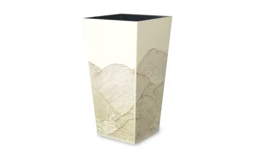 蒔絵調 ダストボックス L角 9.5L 波ホワイト タツクラフト 【Tk150】【ttcf922-maki-nwh-9d5】