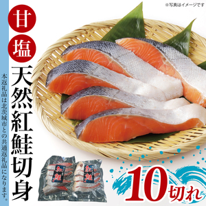 甘塩 天然紅鮭切身 10切れ 自社で切身加工品【シャケ さけ 鮭 紅鮭 鮭 茨城県 海鮮】（LR-12）
