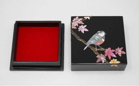 【高岡漆器】小箱 やまがら紅葉貝入錆絵 小物入れ ふた付き 収納 ケース 整理 インテリア 伝統工芸品 富山県 高岡 FAD-1418