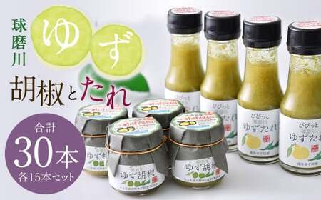 人吉球磨産 の ゆず胡椒 40g と ゆずたれ 75g 各15本 セット 【計30本】 調味料 ゆず 柚子 コショウ 柚子胡椒 手作り ゆずタレ 国産 九州産 熊本県産