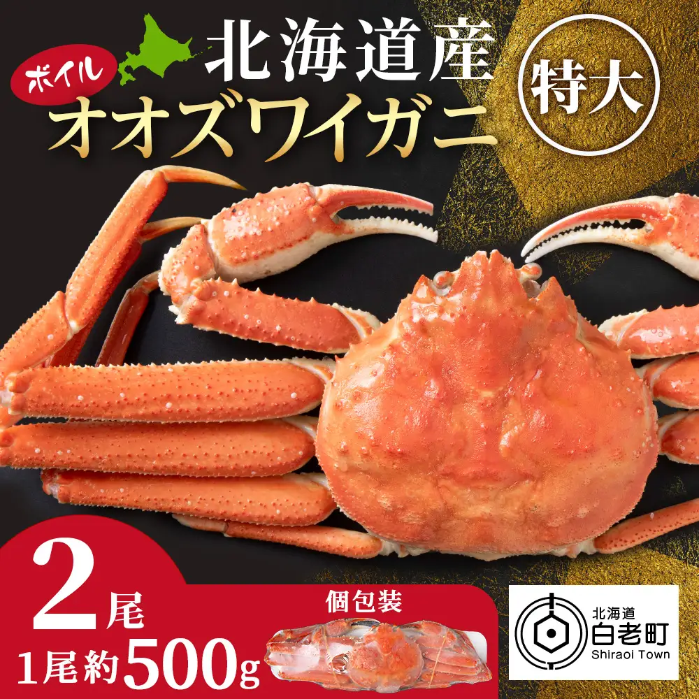 北海道産 オオズワイガニ＜特大＞500g×2尾〈小田切水産〉 AM164
