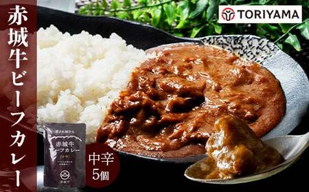 赤城牛 ビーフカレー（中辛）200g×5個 《ご当地レトルトカレーランキング全国第3位受賞》カレー レトルト 牛肉 銘柄牛 赤城牛 長期保存 群馬 渋川市 F4H-0468