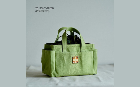 木の庄帆布 ミルクトートラウンドバッグ#70 LIGHT GREEN / CAMEL ｰ シンプルでいて、使い方は無限大 自由自在なトートバッグ