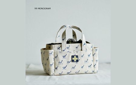 木の庄帆布 ミルクトートラウンドバッグ#99 MONOGRAM / NAVY ｰ シンプルでいて、使い方は無限大 自由自在なトートバッグ