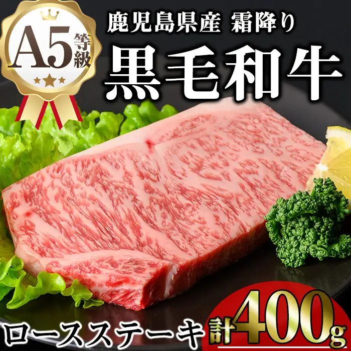 鹿児島県産 A5等級 黒毛和牛 霜降り ロース ステーキ(計400g)【KNOT】 A632-v01
