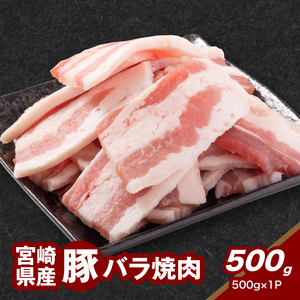 宮崎県産豚バラ焼肉 500g K16_0188