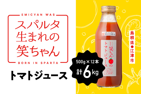 スパルタ生まれの笑ちゃんのトマトジュース 500g×12本  笑ちゃん トマトジュース ジュース 野菜ジュース トマトジュース ミニトマト フルーツトマト トマト 食塩不使用 GC-32