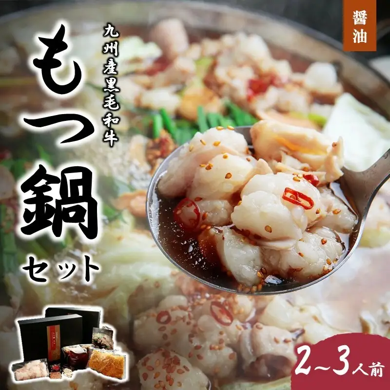 九州産黒毛和牛もつ鍋（醤油）2～3人前【C-160】