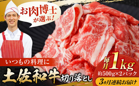 【3回定期便】高知県産 土佐和牛 切り落とし 総計約3kg / 牛肉 切り落とし 国産牛肉 牛肉すきやき 牛肉 切り落とし 国産牛肉 牛肉すきやき[ATAP095]