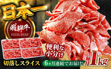 【6回定期便】飛騨牛切り落とし 1kg（250g×4P）すき焼き 焼肉 小分け 岐阜市 / 丸福商店[ANBO049]
