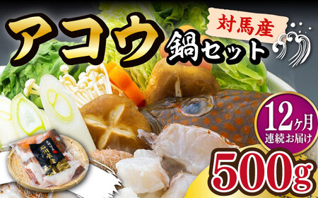 【全12回定期便】【 対馬産 】 アコウ ( キジハタ ) 鍋 セット 500g 水炊き 高級 海鮮 [WAB017]