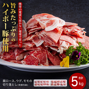 豚肉 阿武町産 豚 切り落とし 5kgセット | 携帯の電波も届かない環境で育った旨みたっぷりのハイポー豚 豚 肉 お肉 ※配送不可:離島