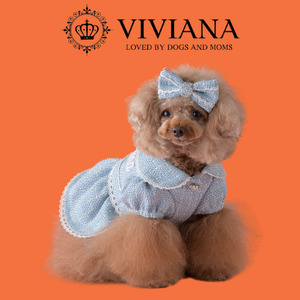 犬 服 ドッグウェア「VIVIANA」パフスリーブワンピース（LightBlue）|犬用 服 ペット犬 ドッグ ペット用品 愛犬 ファッション 秦野 神奈川