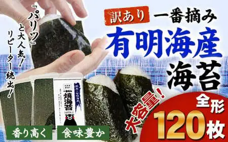 訳あり海苔 一番摘み 有明海産 海苔 120枚 (40枚×3袋) 都度《45日以内に出荷予定(土日祝除く)》