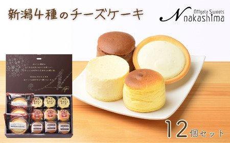 『新潟4種のチーズケーキ』 12個入り 1箱 人気の大糸チーズ、半熟ショコラ、新潟ふわとろチーズ、淡雪チーズタルト 優しい味わい ギフトにもおすすめ 新潟県 糸魚川市 ナカシマ のし対応可 チーズケーキ スイーツ 洋菓子 お歳暮 お中元 贈答