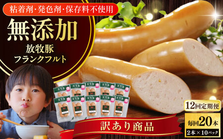 【全12回定期便】【訳あり】【結着剤・発色剤・保存料不使用】 放牧豚 フランクフルト 2本×10セット（150g/セット） 訳あり ソーセージ ウインナー 無塩せき 冷凍配送 セット 詰め合わせ 北海道 [AXBA085]