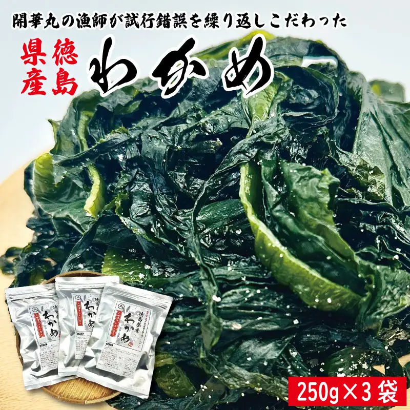 開華丸の漁師が試行錯誤を繰り返しこだわった徳島県産わかめ (250g×3袋) わかめ