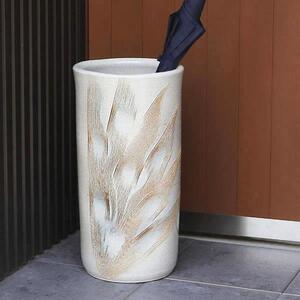 信楽焼 白クシ目傘立て 陶器