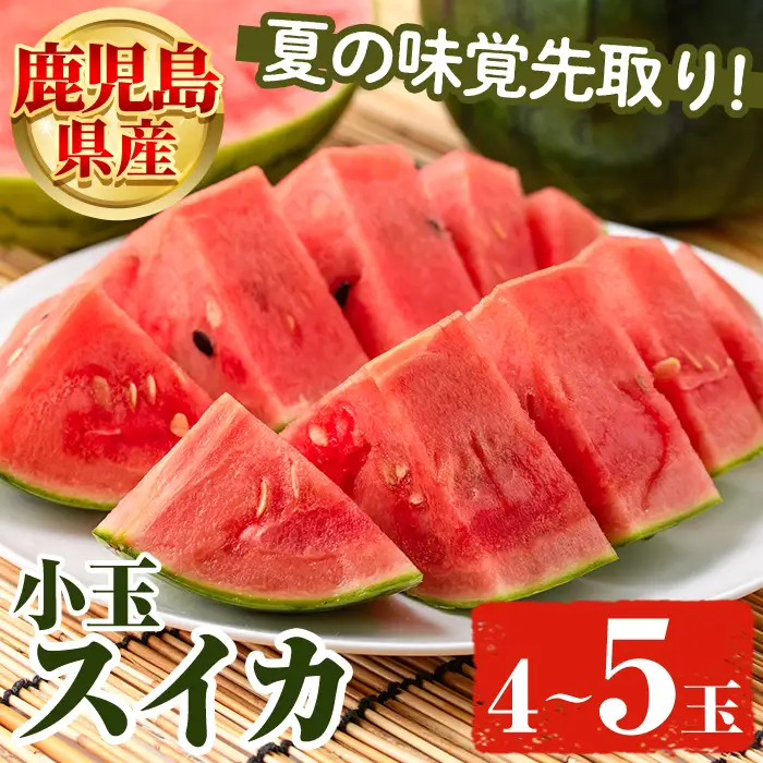 鹿児島県産 小玉スイカ(4～5玉) 国産 果物 スイカ すいか 西瓜 フルーツ スイーツ スムージー ジュース 期間限定【松永青果】akn053-25
