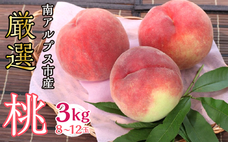 ＜2026年発送分先行予約＞山梨県南アルプス市産 桃 3Kg 8～12玉 ALPBV003