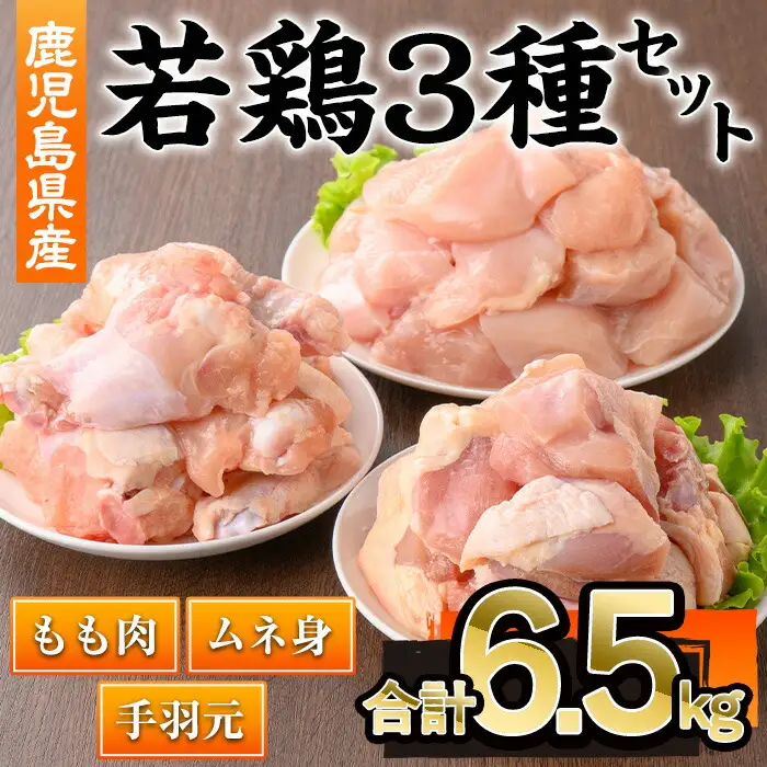 鹿児島県産 若鶏 3種 セット 切身(合計6.5kg)【株式会社羽根】A573-v01