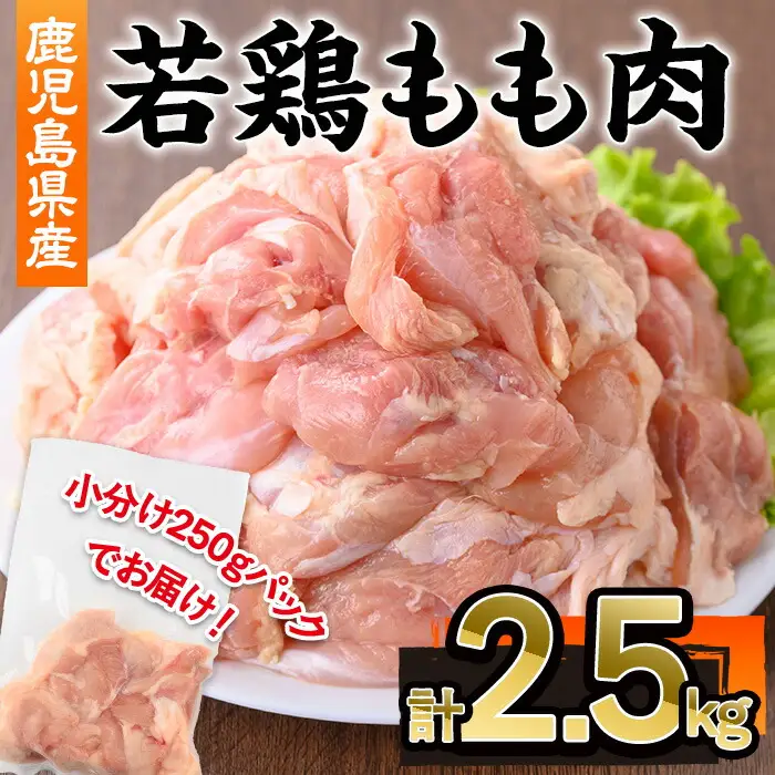 鹿児島県産若鶏もも肉(計2.5kg・250g×10P) 若鶏 もも 冷凍【株式会社羽根】A869