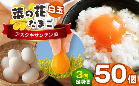 【全3回 定期便】白玉アスタキサンチン卵 50個｜たまご 玉子 菜の花エッグ 自社農場 定期便 すぐ発送 常温 抗酸化 健康 卵かけご飯 ギフト 君津養鶏場直送｜千葉県 君津市