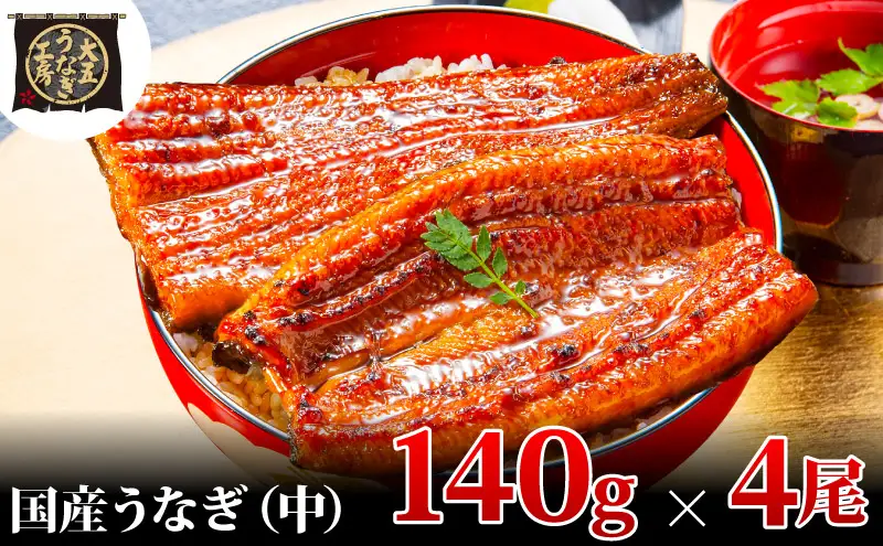 うなぎ蒲焼 140g×4尾(560g) うなぎ ウナギ 鰻 蒲焼 蒲焼き冷凍 国産 大五 大五通商 静岡 島田市