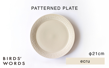 【波佐見焼】PATTERNED PLATE 21 ecru 【BIRDS’ WORDS】[CF096]