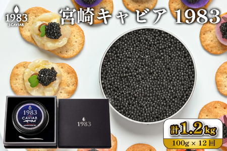 【定期便・全12回】【国際線ファーストクラス採用】宮崎キャビア1983 100g×12回（国産 キャビア 魚卵 宮崎県 宮崎 小林市 定期便）