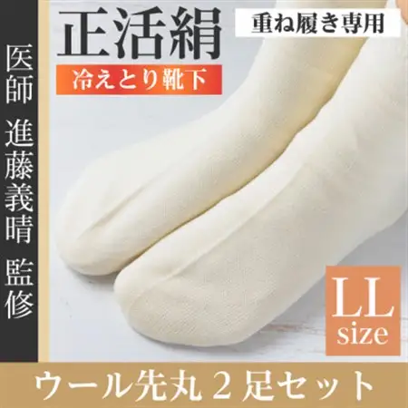 正活絹 冷えとり靴下 ウール先丸 2足セット(LLサイズ)_装飾品・工芸品  服飾小物 _【1583829】