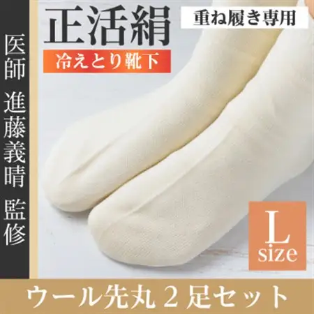 正活絹 冷えとり靴下 ウール先丸 2足セット(Lサイズ)_装飾品・工芸品  服飾小物 _【1583830】