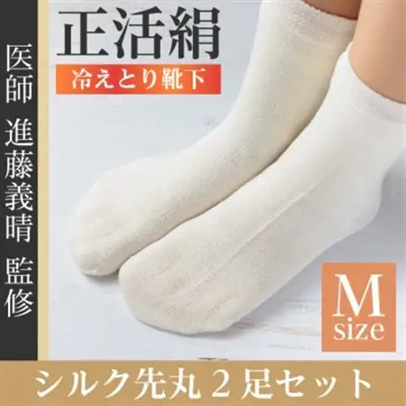 正活絹 冷えとり靴下 シルク先丸 2足セット(Mサイズ)_装飾品・工芸品  服飾小物 _【1584114】