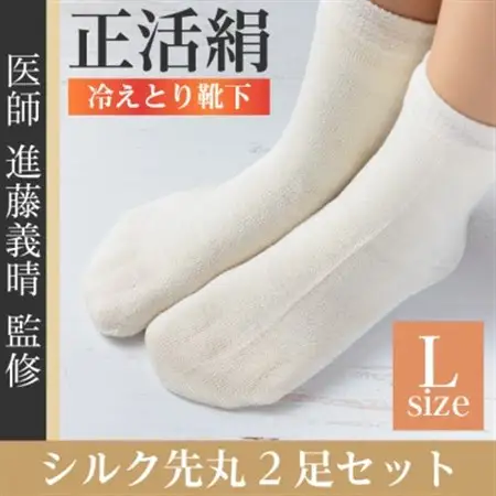 正活絹 冷えとり靴下 シルク先丸 2足セット(Lサイズ)_装飾品・工芸品  服飾小物 _【1584117】
