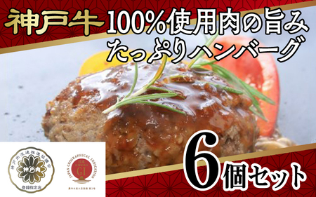 【毎月数量限定】神戸牛100%使用・肉の旨みたっぷり・ハンバーグ6個セット