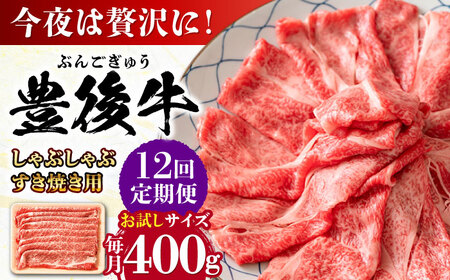 【全12回定期便】おおいた豊後牛 しゃぶしゃぶすき焼き用 (肩ロース・肩バラ・モモ)400g 日田市 黒毛和牛 牛肉 豊後牛 しゃぶしゃぶ すき焼き [AREI064]