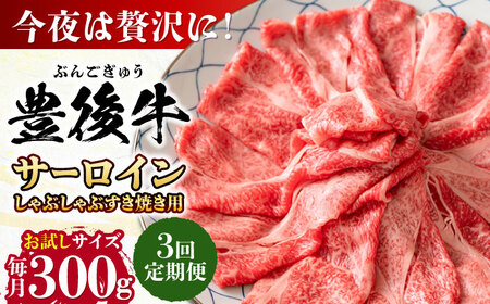 【全3回定期便】【厳選部位】おおいた豊後牛 サーロイン しゃぶしゃぶすき焼き用 300g 日田市 黒毛和牛 サーロイン 牛肉 豊後牛 しゃぶしゃぶ すき焼き [AREI080]