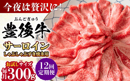 【全12回定期便】【厳選部位】おおいた豊後牛 サーロイン しゃぶしゃぶすき焼き用 300g 日田市 黒毛和牛 サーロイン 牛肉 豊後牛 しゃぶしゃぶ すき焼き [AREI082]