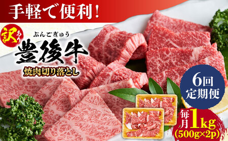【全6回定期便】【訳あり】おおいた豊後牛 焼肉 切り落とし 1kg(500g×2P) 豊後牛 牛肉 焼肉 切り落とし 大分 冷凍 訳あり [AREI135]