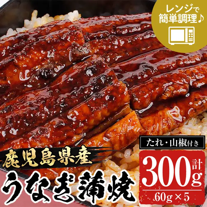 鹿児島県産 うなぎ 蒲焼 300g（60g×5袋）レンジで簡単！【A-1777H】