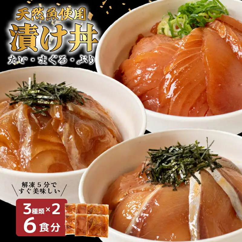 漬け海鮮丼 3種×2 計6食セット 海鮮丼 6P 魚介 EY